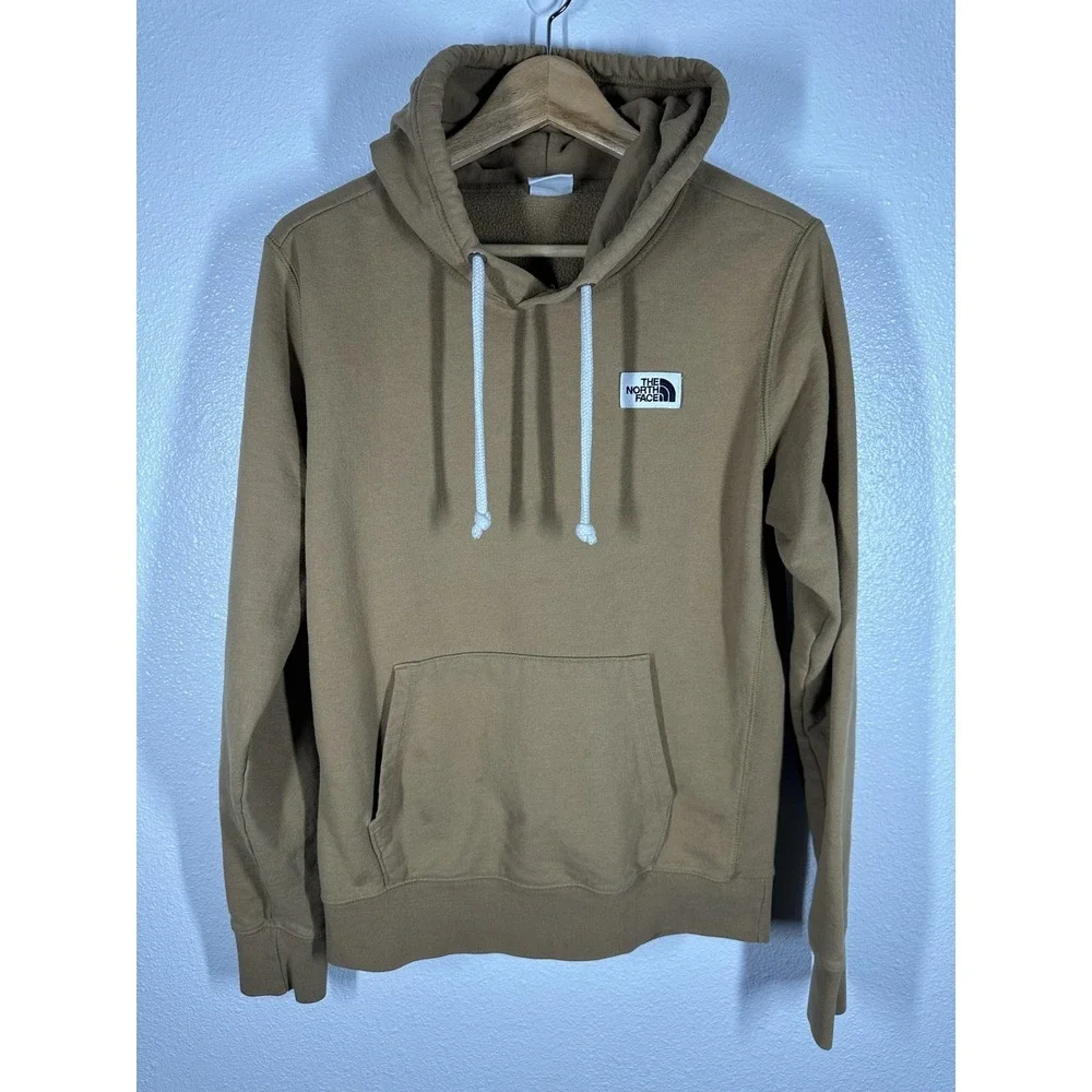 The North Face Hoodie Mens Small Brown Tan Pullover Fleece‎ Kangaroo Pocket
